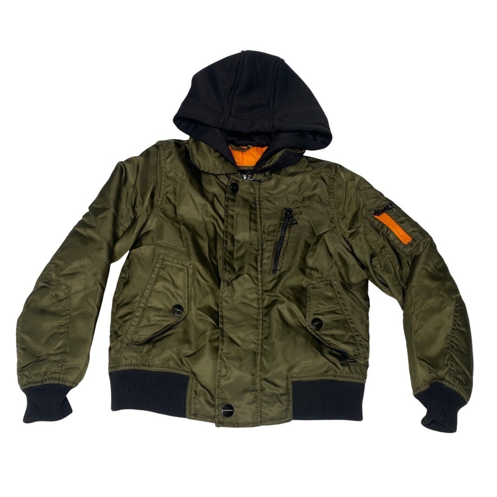 Urban Republic Kids Hooded Jacket Size 7/8 Pre-Loved Army Green With Black Accen